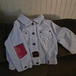 Girls Light Blue Corduroy Jacket with Embellishments On Back